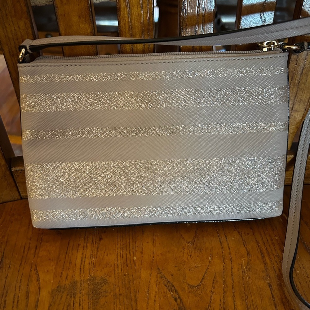 Kate Spade Haven Lane Ramey Crossbody Bag Purple Glitter Stripes - Picture 8 of 14